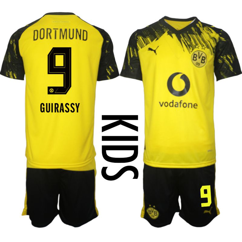 Youth 2025-2026 Club Borussia Dortmund home Yellow #9 Soccer Jersey1